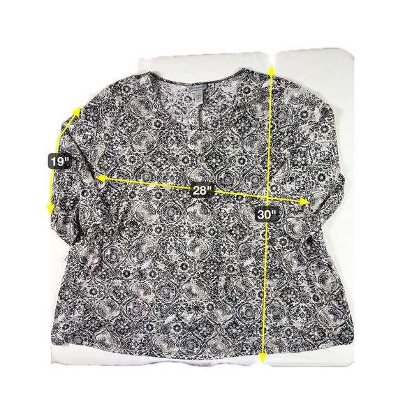 Catherines Top 3x Layered Soft Geometric Boho Artsy Coastal Relaxed Lightweight - Picture 7 of 7